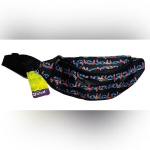 Disney Stitch Black Fanny Pack Pouch Animated Character Cute Fun Travel Walk New